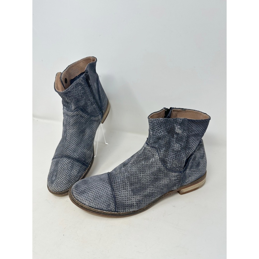 Free People Shadow Lark Ankle Bootie Leather Grey Blue 38 / US Womens 8 - Picture 3 of 9